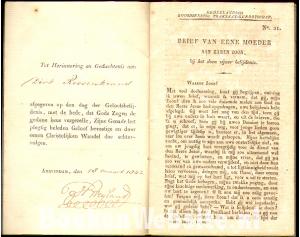 Brief van ene Moeder aan haren zoon