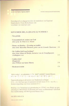Benedictijns tijdschrift 2001/3 Benedictijns tijdschrift 2001/3