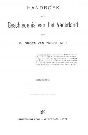 Handboek der Geschiedenis van het Vaderland I