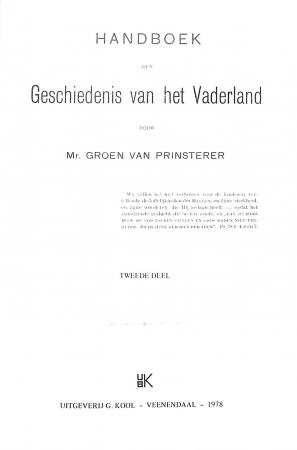 Handboek der Geschiedenis van het Vaderland II