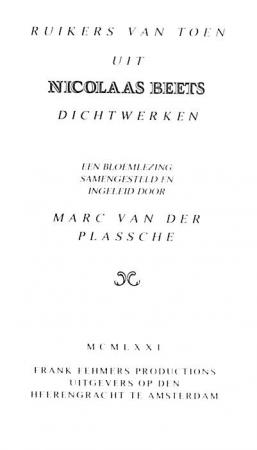 Ruikers van toen uit Nicolaas Beets dichtwerken